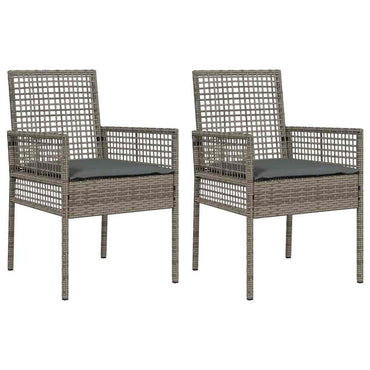 vidaXL Gartenstuhl mit Kissen 2 pcs Grau 55 x 53 x 85 cm Poly-Rattan