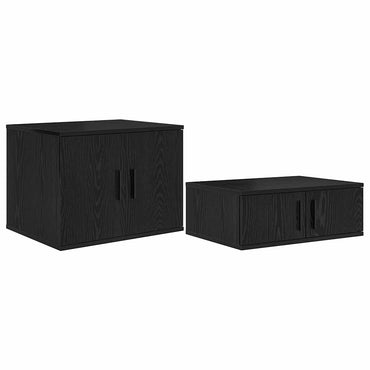 vidaXL Aufbewahrungsschrank 2 pcs Schwarz Eichen-Optik