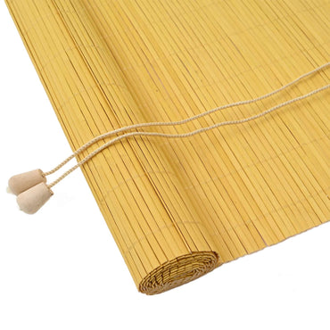 vidaXL Rollo mit Vorhängen Gelb 150 x 220 cm Bambus