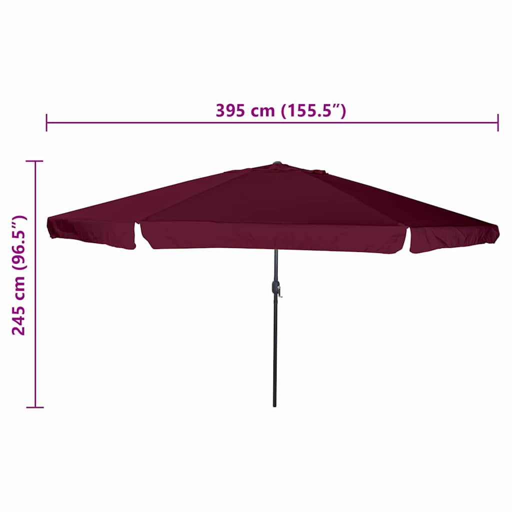 vidaXL Garten-Sonnenschirm Bordeauxrot 395 x 395 x 245 cm