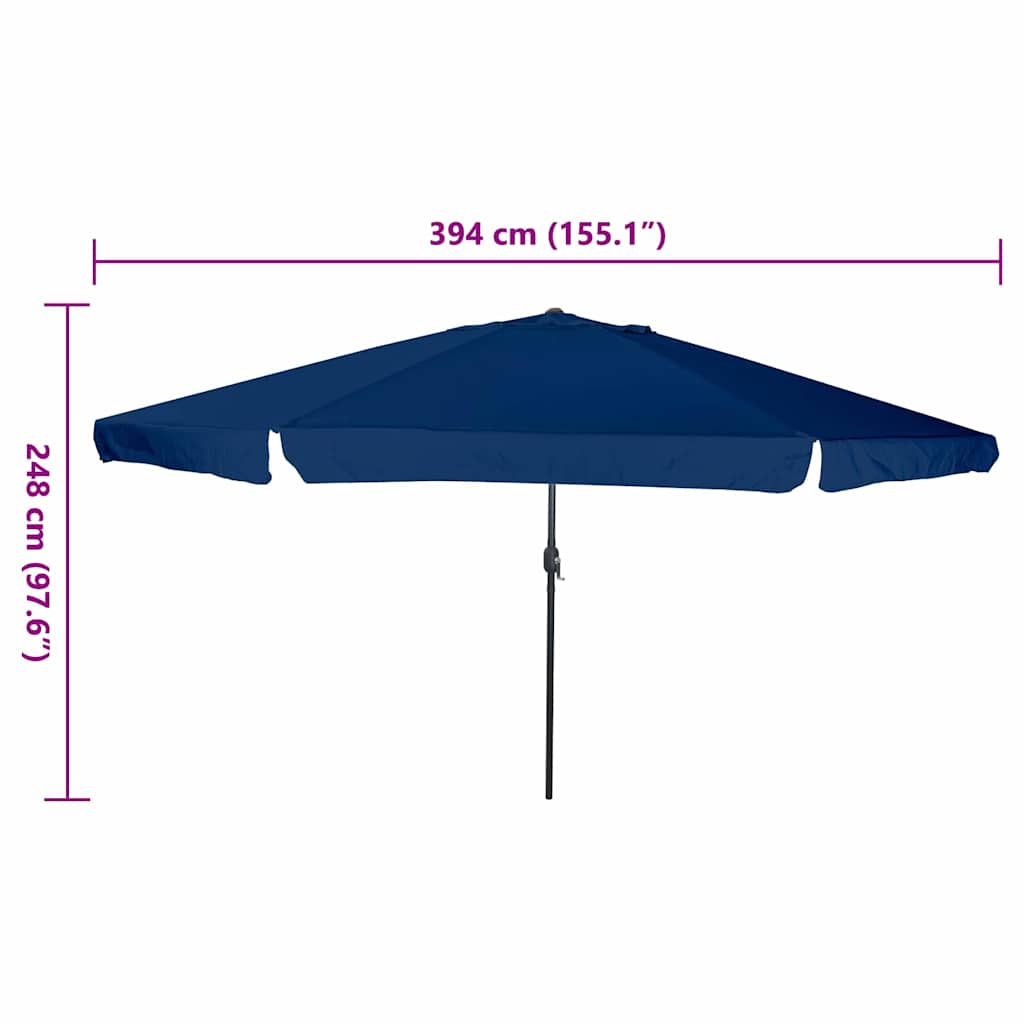 vidaXL Garten-Sonnenschirm Azurblau 395 x 395 x 245 cm