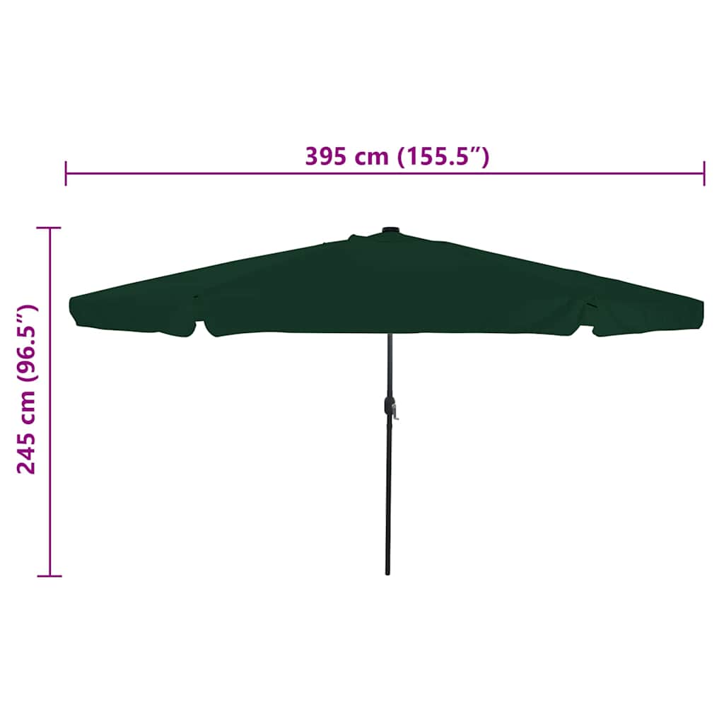 vidaXL Garten-Sonnenschirm Grün 395 x 395 x 245 cm Polyester