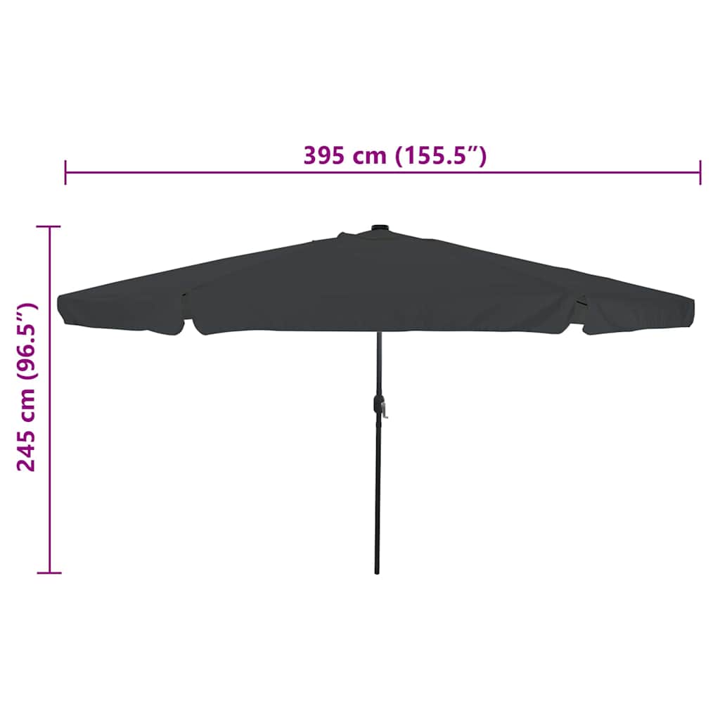 vidaXL Garten-Sonnenschirm Anthrazit 395 x 395 x 245 cm Polyester