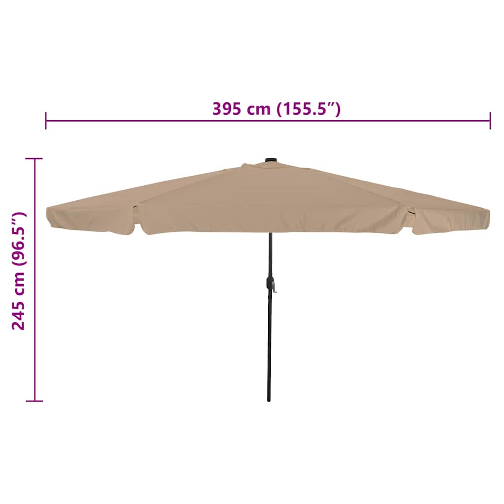 vidaXL Garten-Sonnenschirm Taupe 395 x 395 x 245 cm Polyester