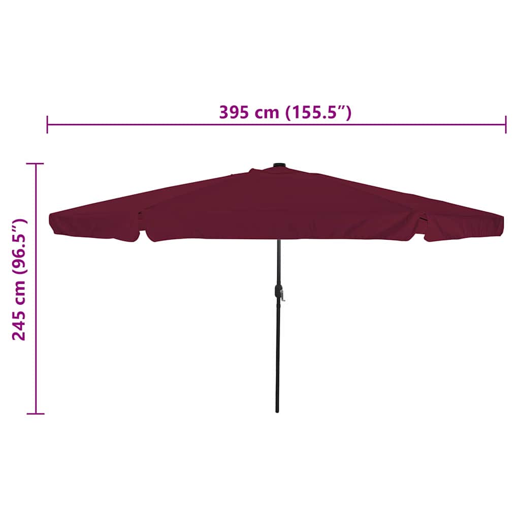 vidaXL Garten-Sonnenschirm Bordeauxrot 395 x 395 x 245 cm Polyester