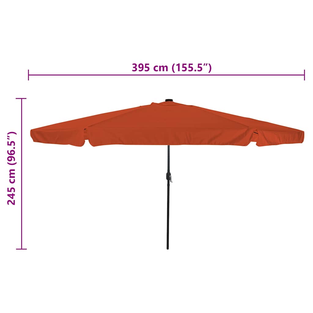 vidaXL Garten-Sonnenschirm Terrakotta 395 x 395 x 245 cm Polyester