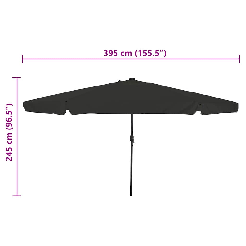 vidaXL Garten-Sonnenschirm Schwarz 395 x 395 x 245 cm Polyester