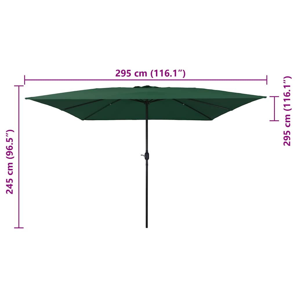 vidaXL Garten-Sonnenschirm Grün 295 x 295 x 245 cm Polyester und Stahl