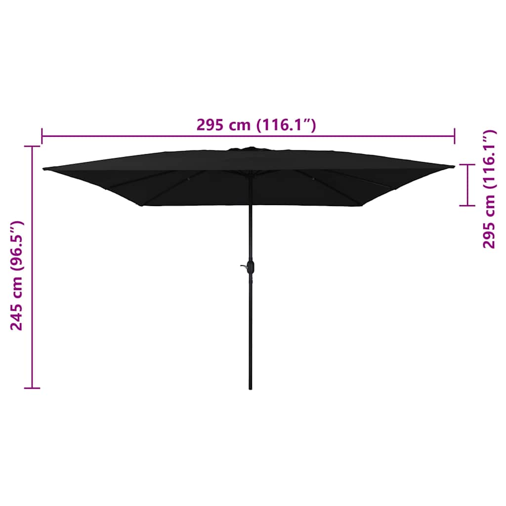 vidaXL Garten-Sonnenschirm Schwarz 295 x 295 x 245 cm