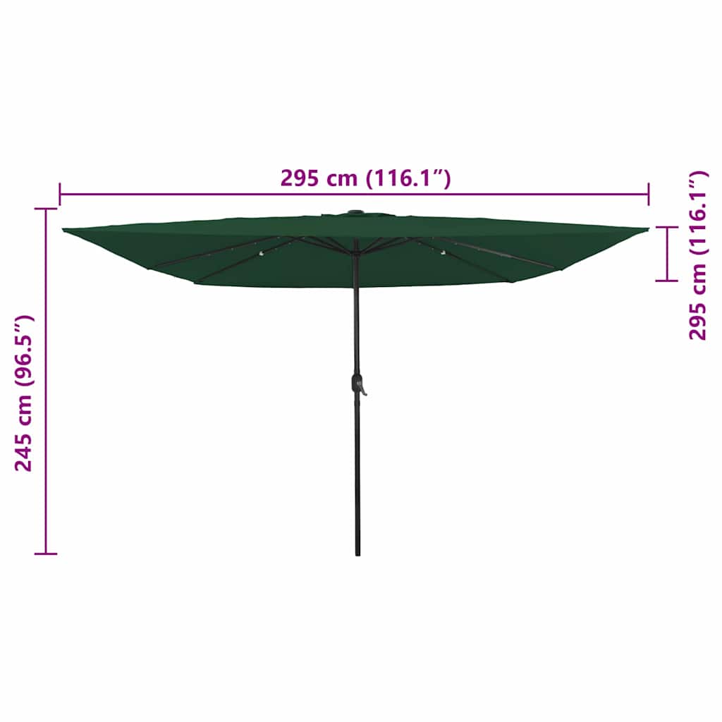 vidaXL Garten-Sonnenschirm Grün 295 x 295 x 245 cm Polyester und Stahl