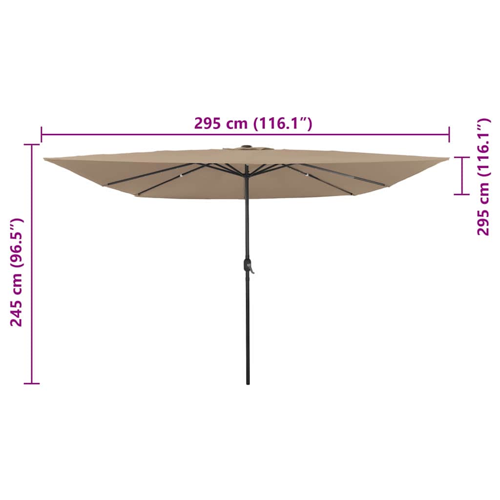 vidaXL Garten-Sonnenschirm Taupe 295 x 295 x 245 cm