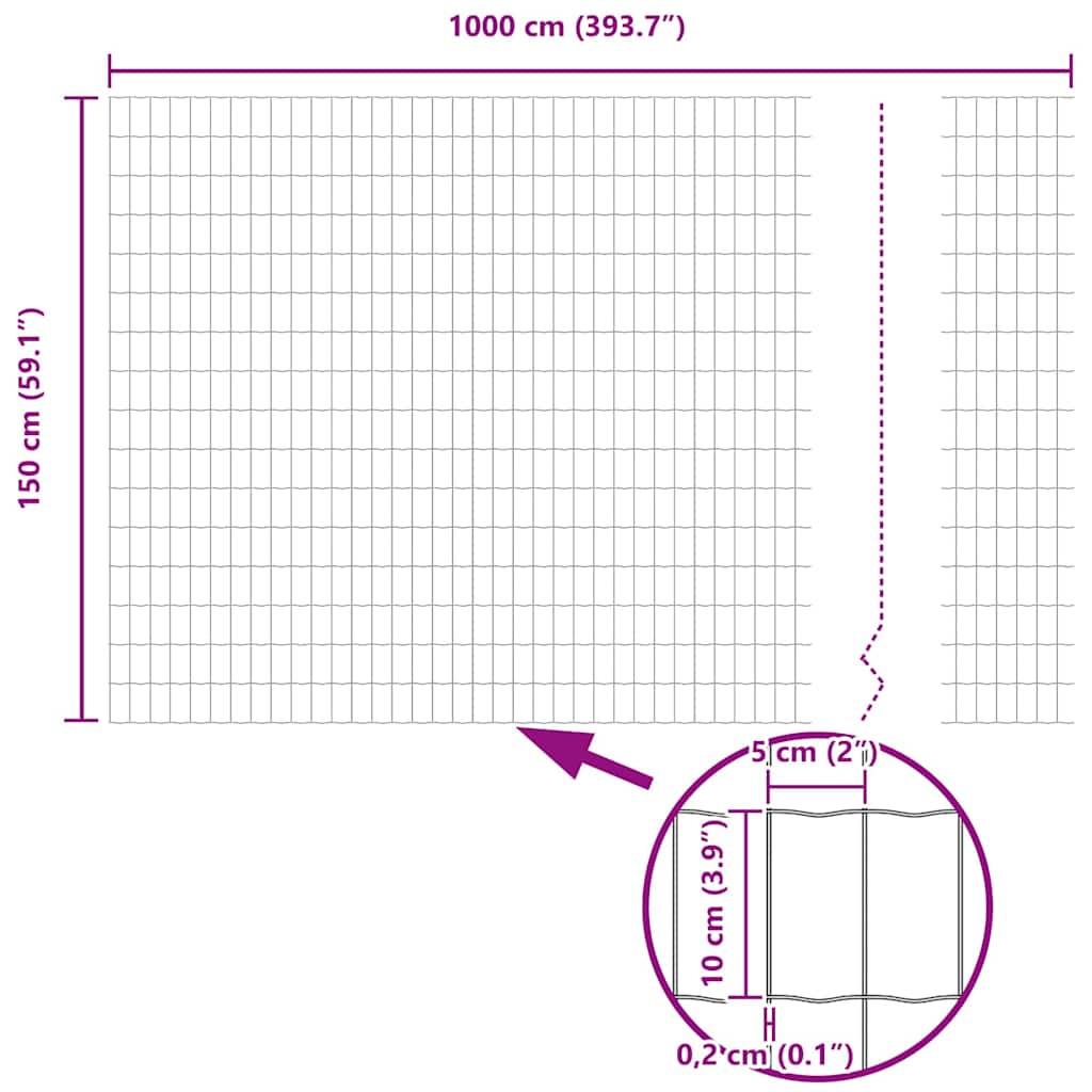 vidaXL Eurozaun Grün 1,5 x 10 m PVC-beschichtetes Eisen