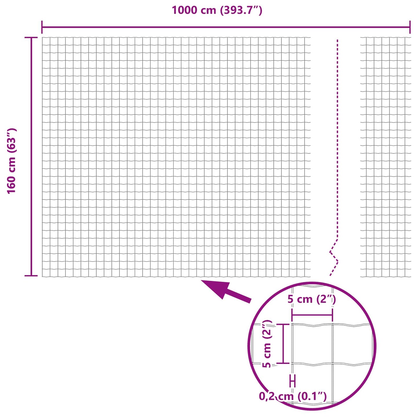 vidaXL Eurozaun Grau 1,6 x 10 m PVC-beschichtetes Eisen