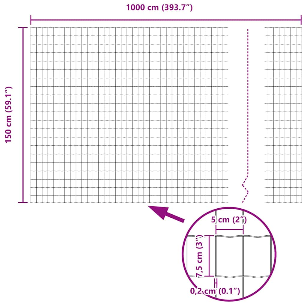 vidaXL Eurozaun Grau 1,5 x 10 m PVC-beschichtetes Eisen