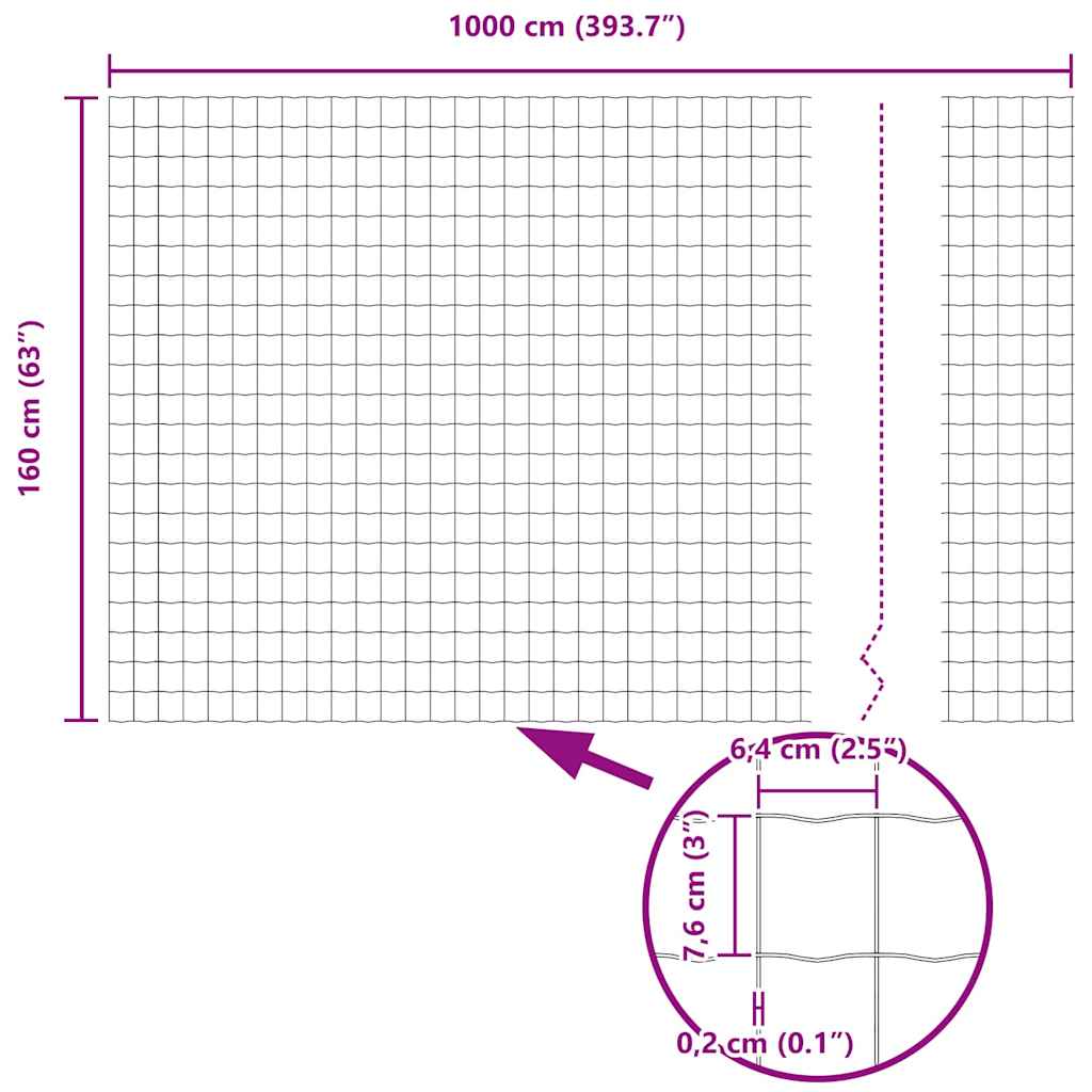 Eurozaun Schwarz 1,6 x 10 m PVC-beschichtetes Eisen