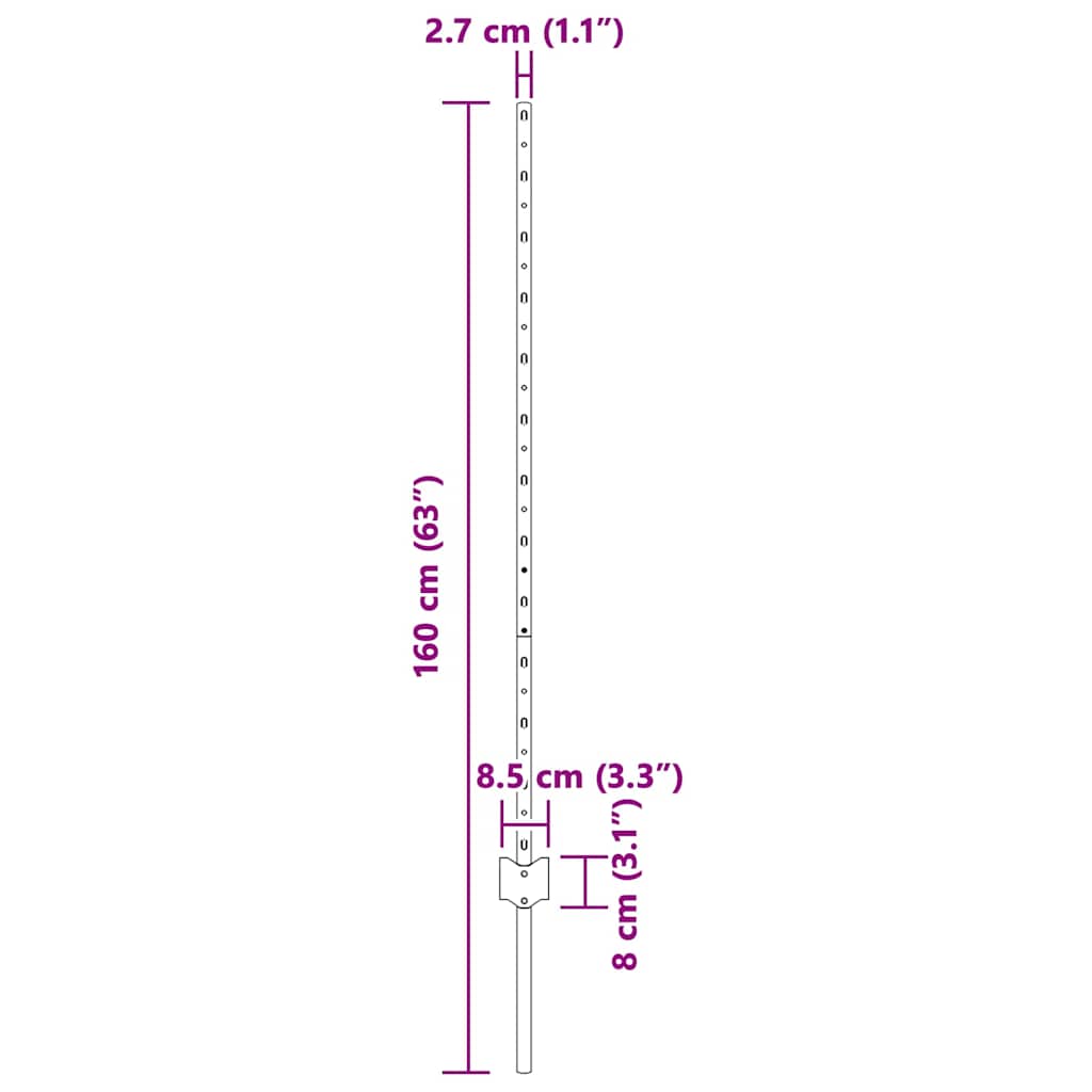 Zaunpfosten 22 pcs Grau 160 cm Stahl