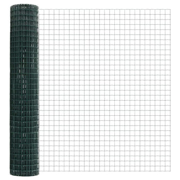 vidaXL Zaun mit Pfosten Grün 1,5 x 10 m Stahl und PVC