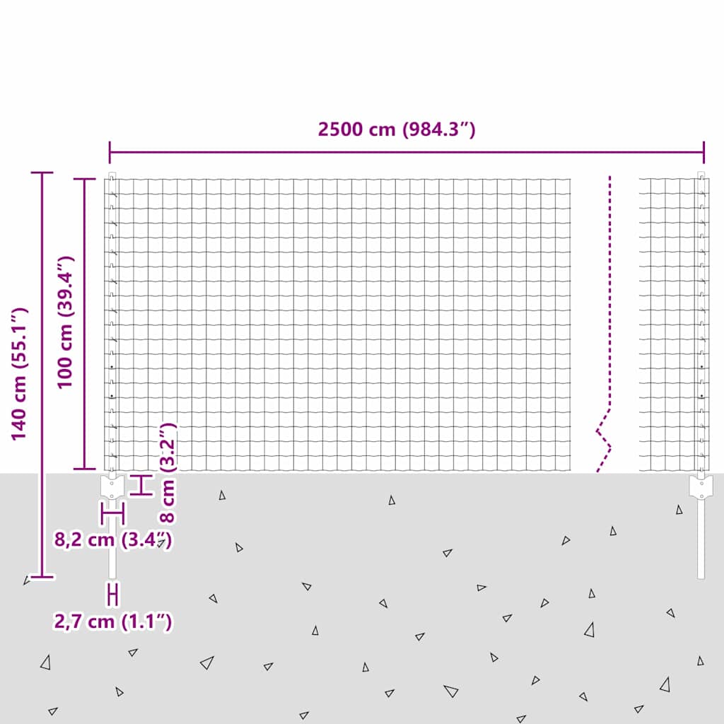 vidaXL Zaun mit Pfosten Grün 1 x 25 m Stahl und PVC