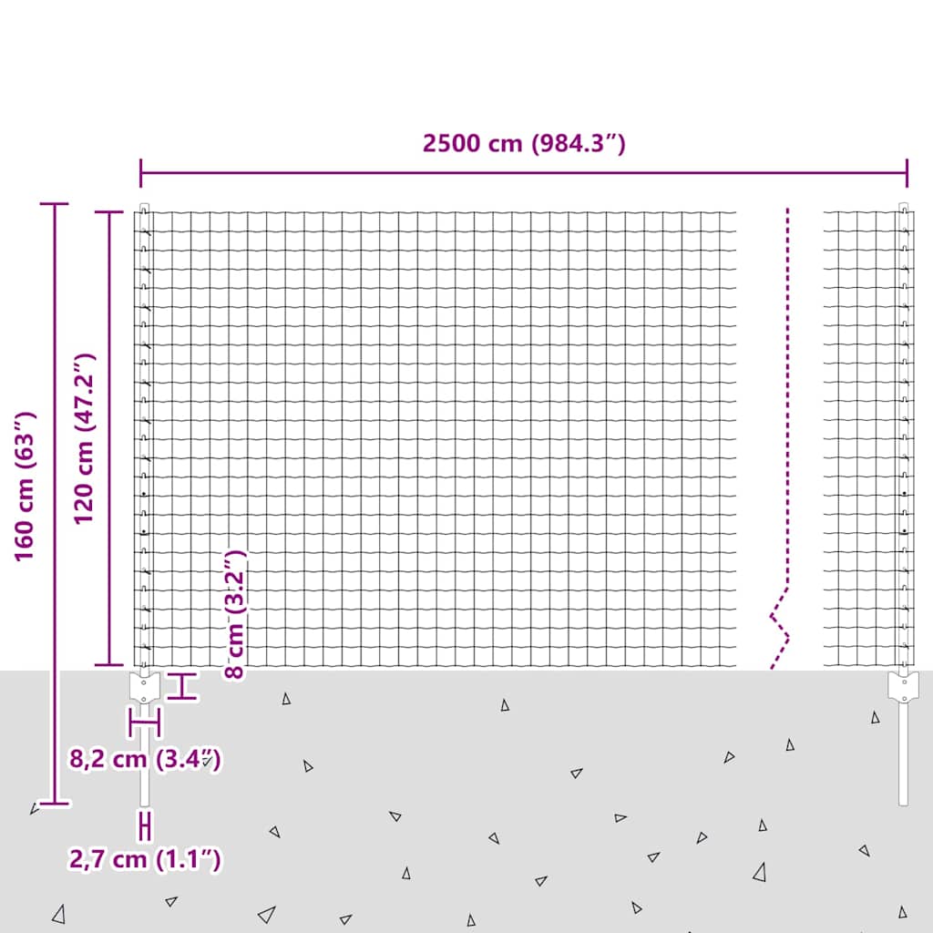 vidaXL Clôture avec Poteaux Vert 1,2 x 25 m Acier et PVC