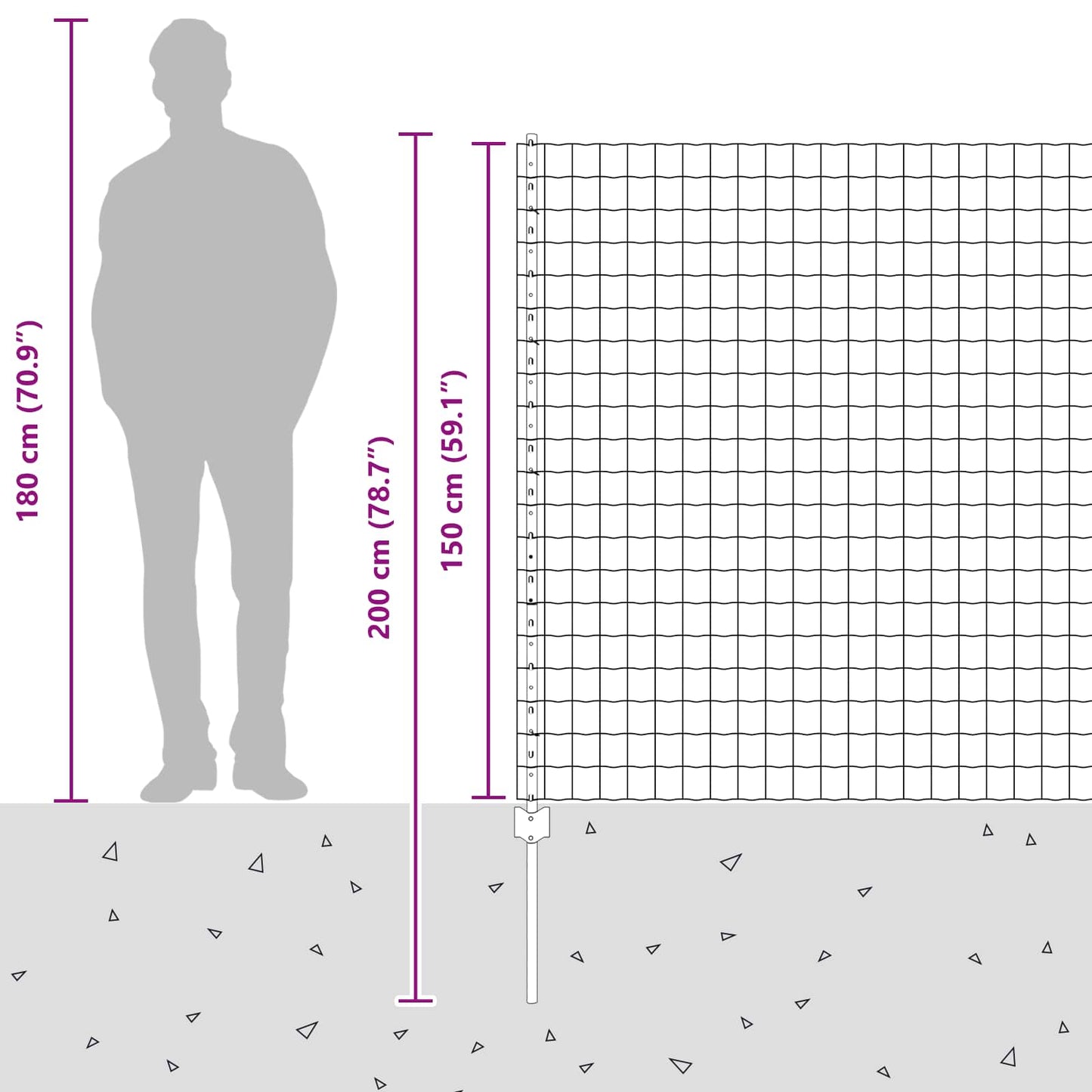 Zaun mit Pfosten Grau 1,5 x 10 m Stahl