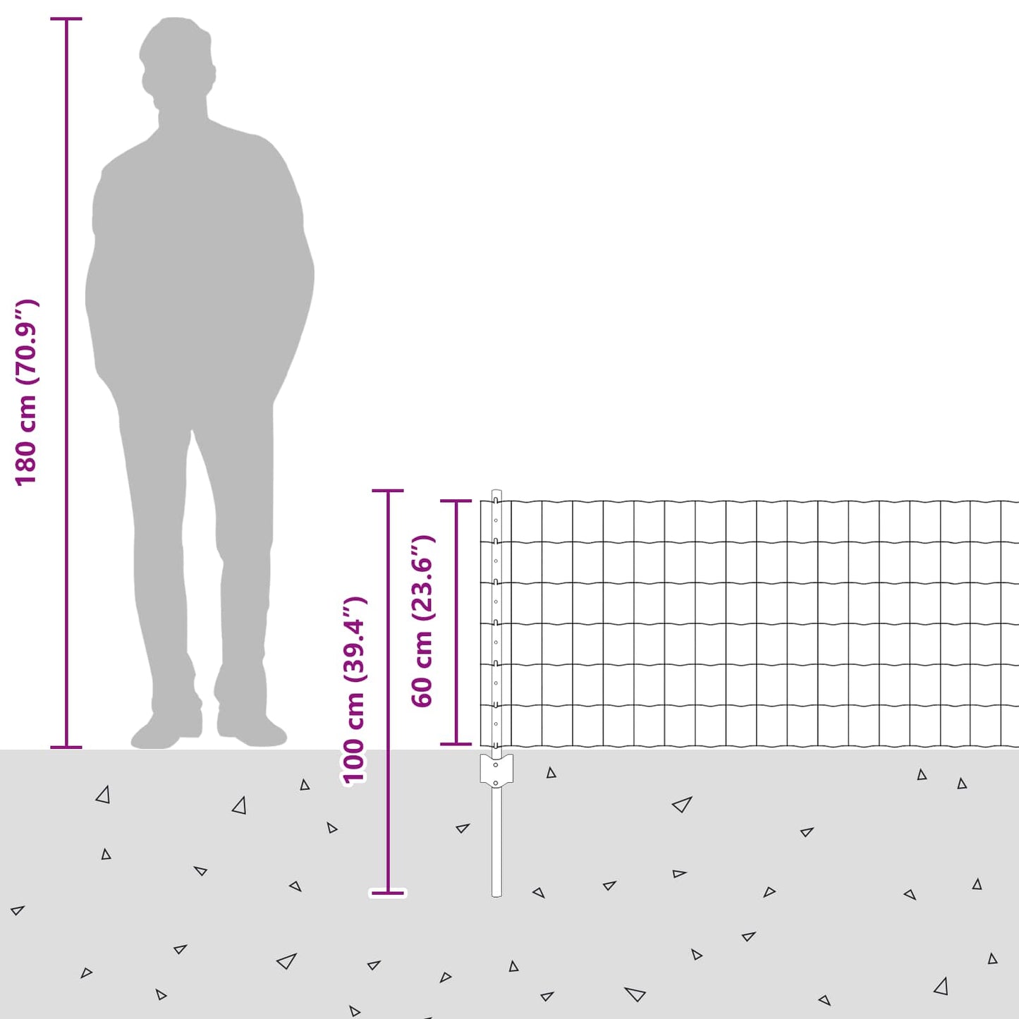 Zaun mit Pfosten Silber 0,6 x 50 m Stahl