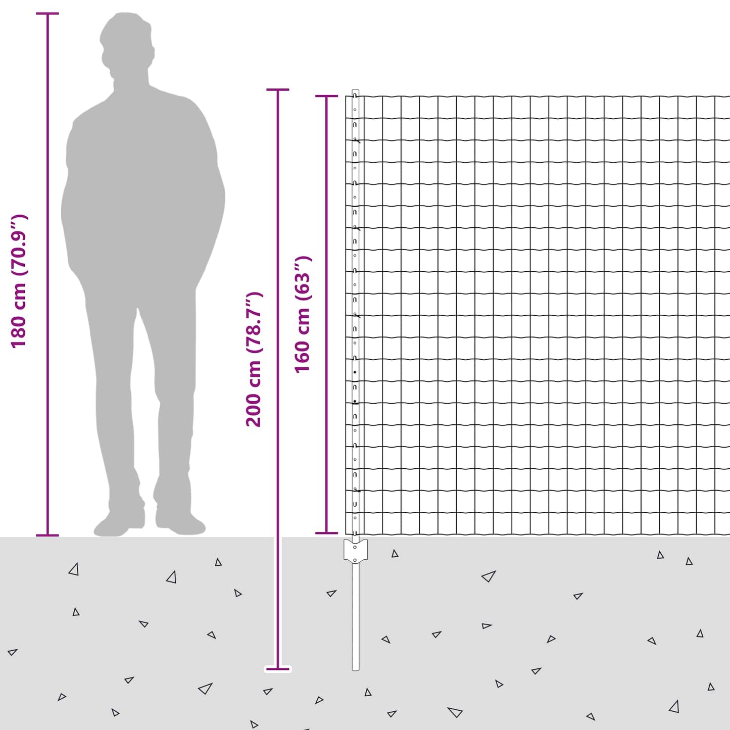 Zaun mit Pfosten Silber 1,6 x 10 m Stahl