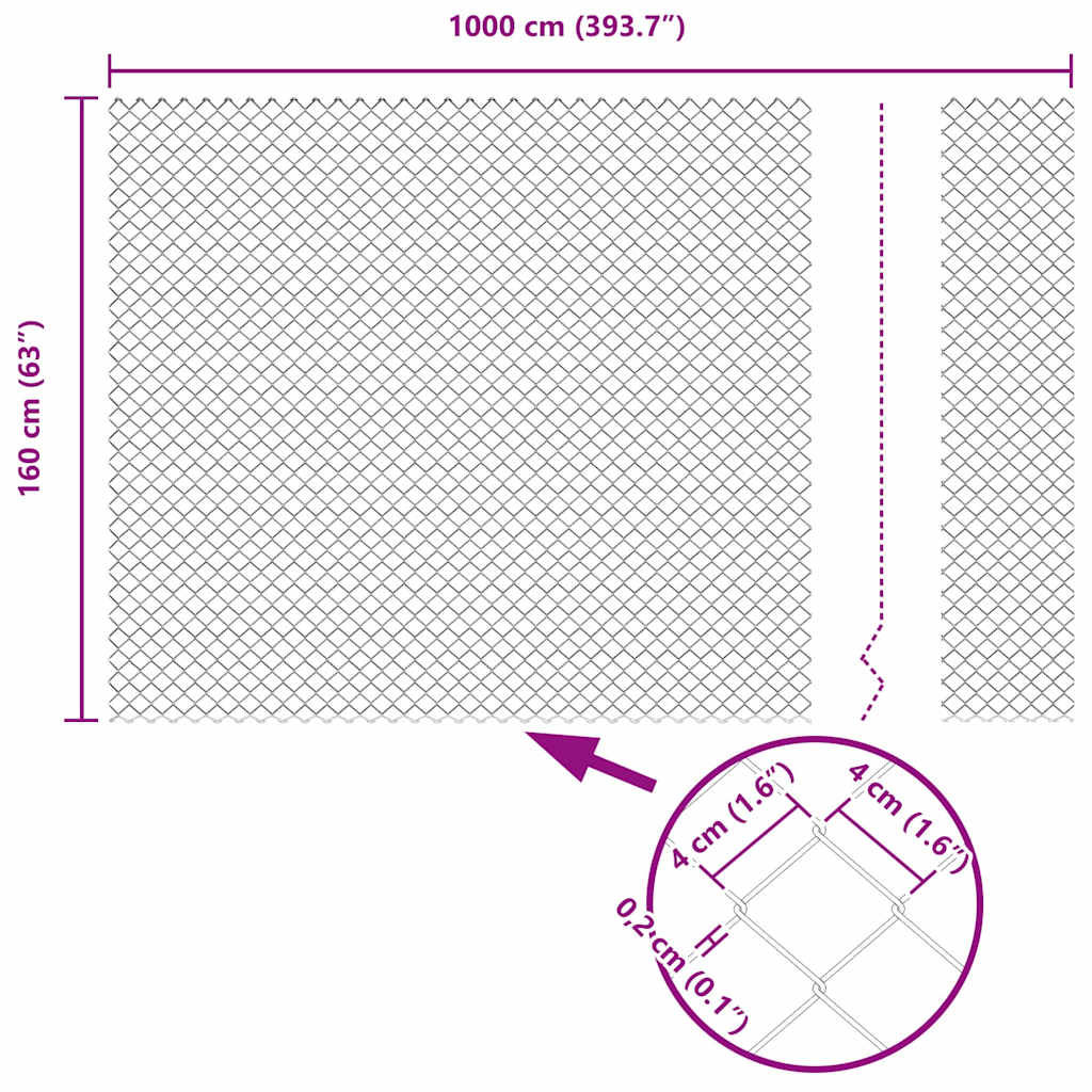 vidaXL Zaun mit Pfosten Silber 1,6 x 10 m Stahl
