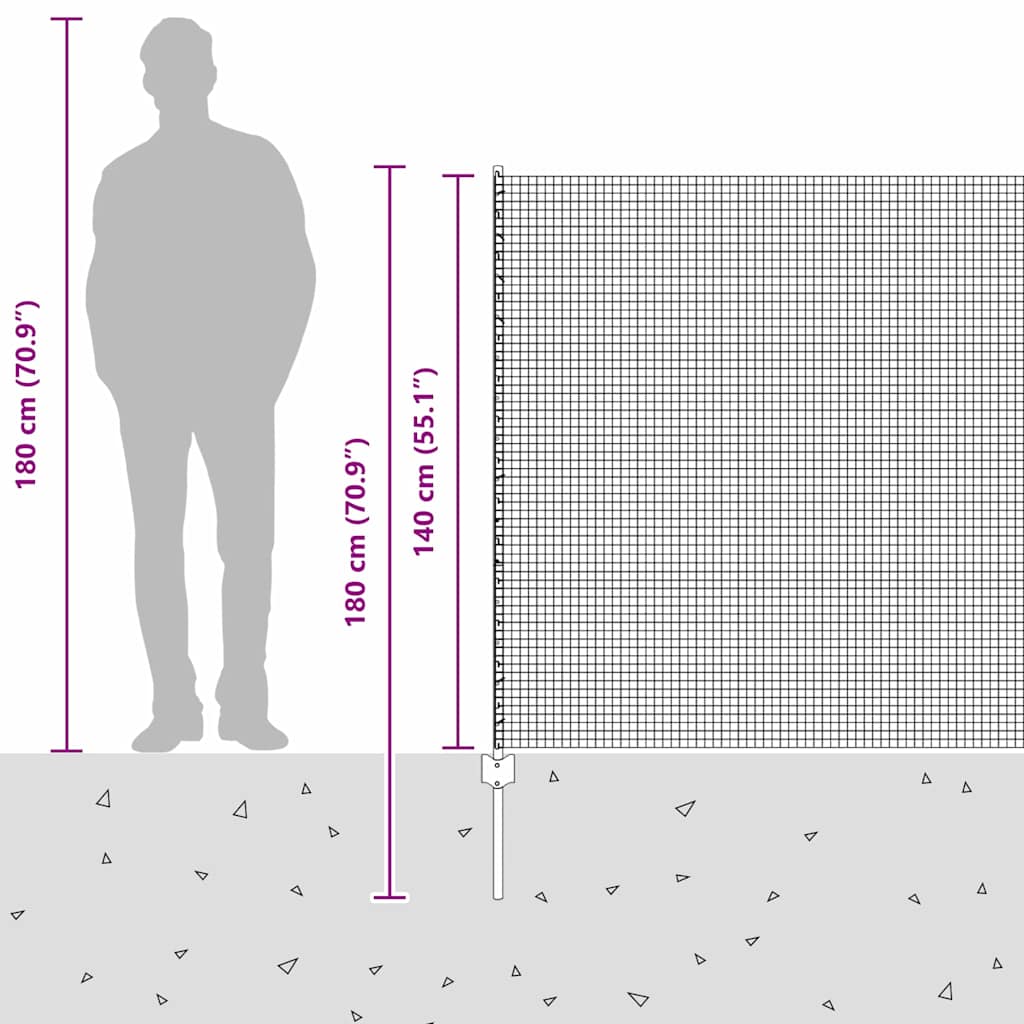 Zaun mit Pfosten Silber 1,4 x 50 m Stahl