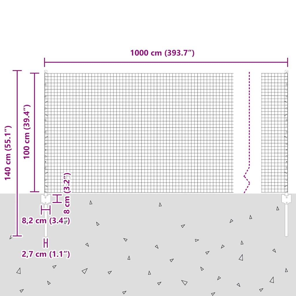 vidaXL Zaun mit Pfosten Grün 1 x 10 m Stahl