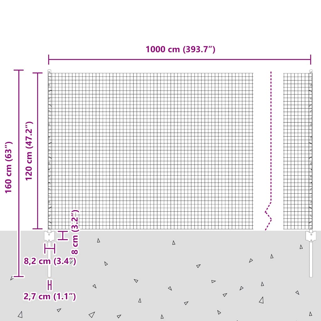 vidaXL Zaun mit Pfosten Grün 1,2 x 10 m Stahl und PVC