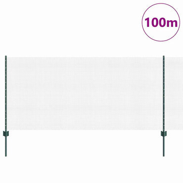 vidaXL Zaun mit Pfosten Grün 1 x 100 m Stahl und PVC