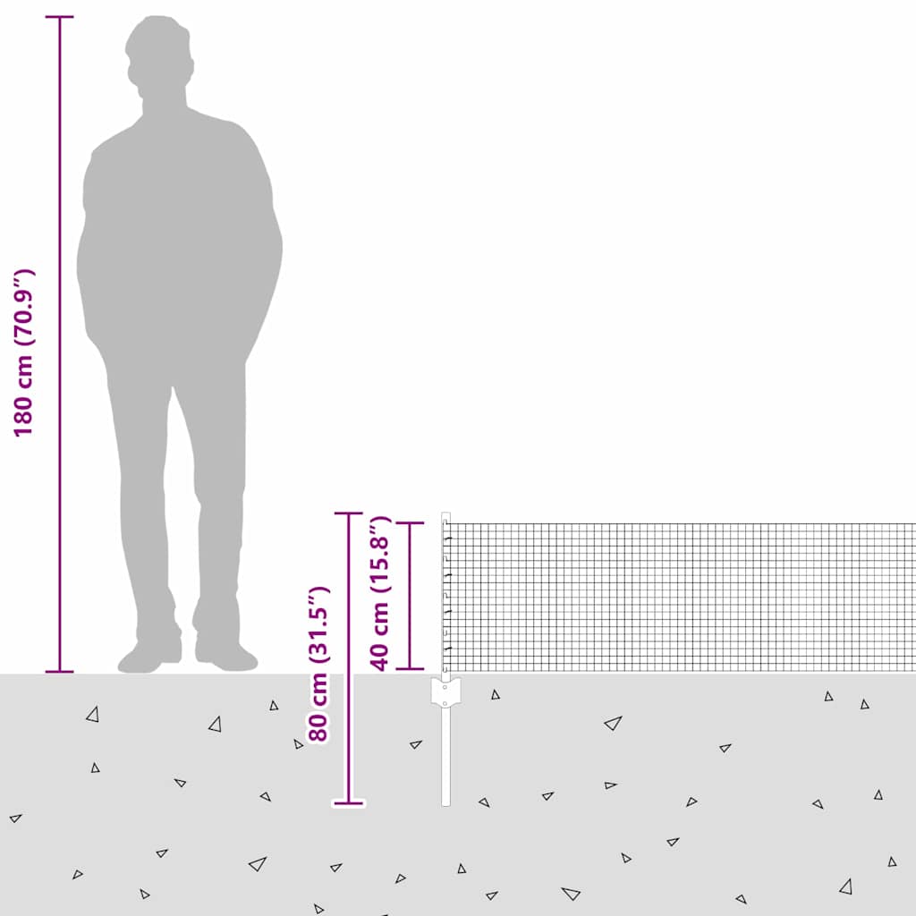 vidaXL Zaun mit Pfosten Grau 0,4 x 10 m Stahl