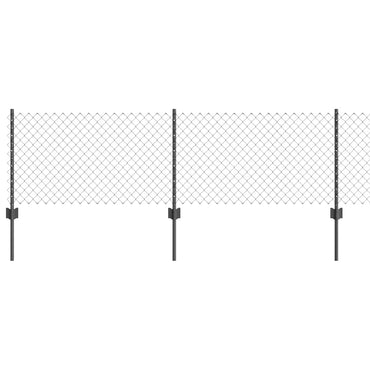 vidaXL Zaun mit Pfosten Grau 0,4 x 25 m Stahl und PVC
