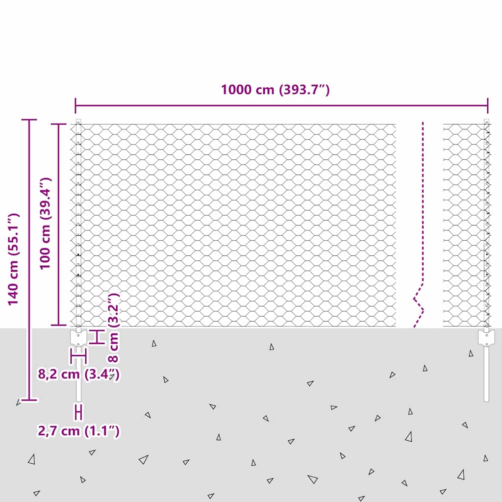 vidaXL Zaun mit Pfosten Grün 1 x 10 m Stahl und PVC