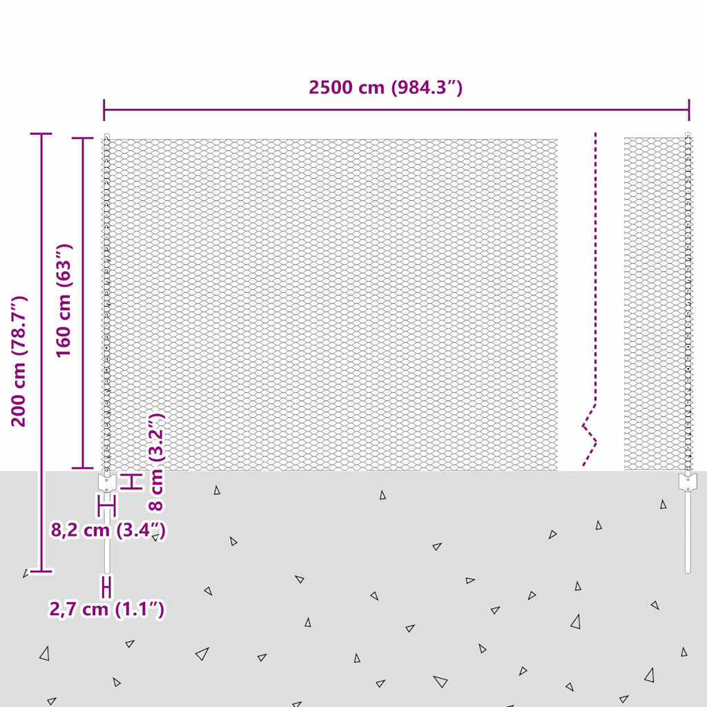 vidaXL Zaun mit Pfosten Grün 1.6 x 25 m Stahl und PVC