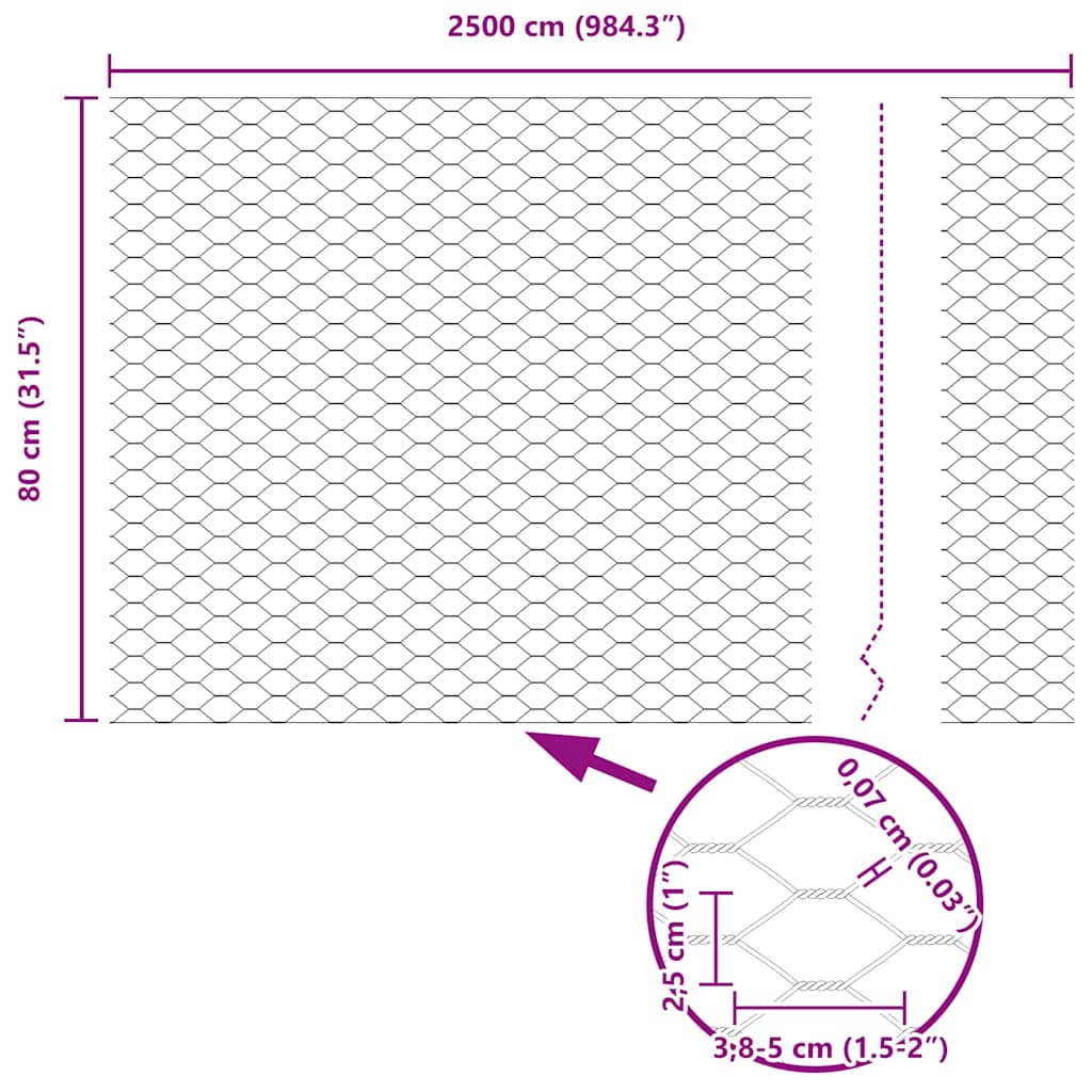 vidaXL Zaun mit Pfosten Grau 0,8 x 25 m Stahl