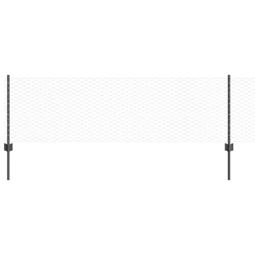 vidaXL Zaun mit Pfosten Grau 0,6 x 100 m Stahl und PVC