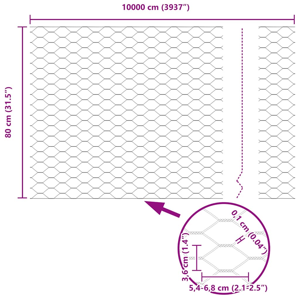 vidaXL Zaun mit Pfosten Grau 0,8 x 100 m Stahl und PVC