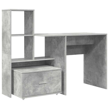vidaXL Bureau gris béton 131,5 x 50 x 106,5 cm en bois d'ingénierie