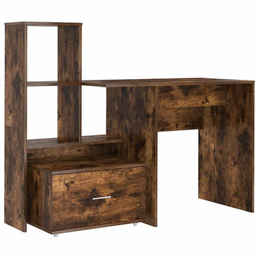 vidaXL Bureau avec étagère Chêne fumé 131,5 x 50 x 106,5 cm