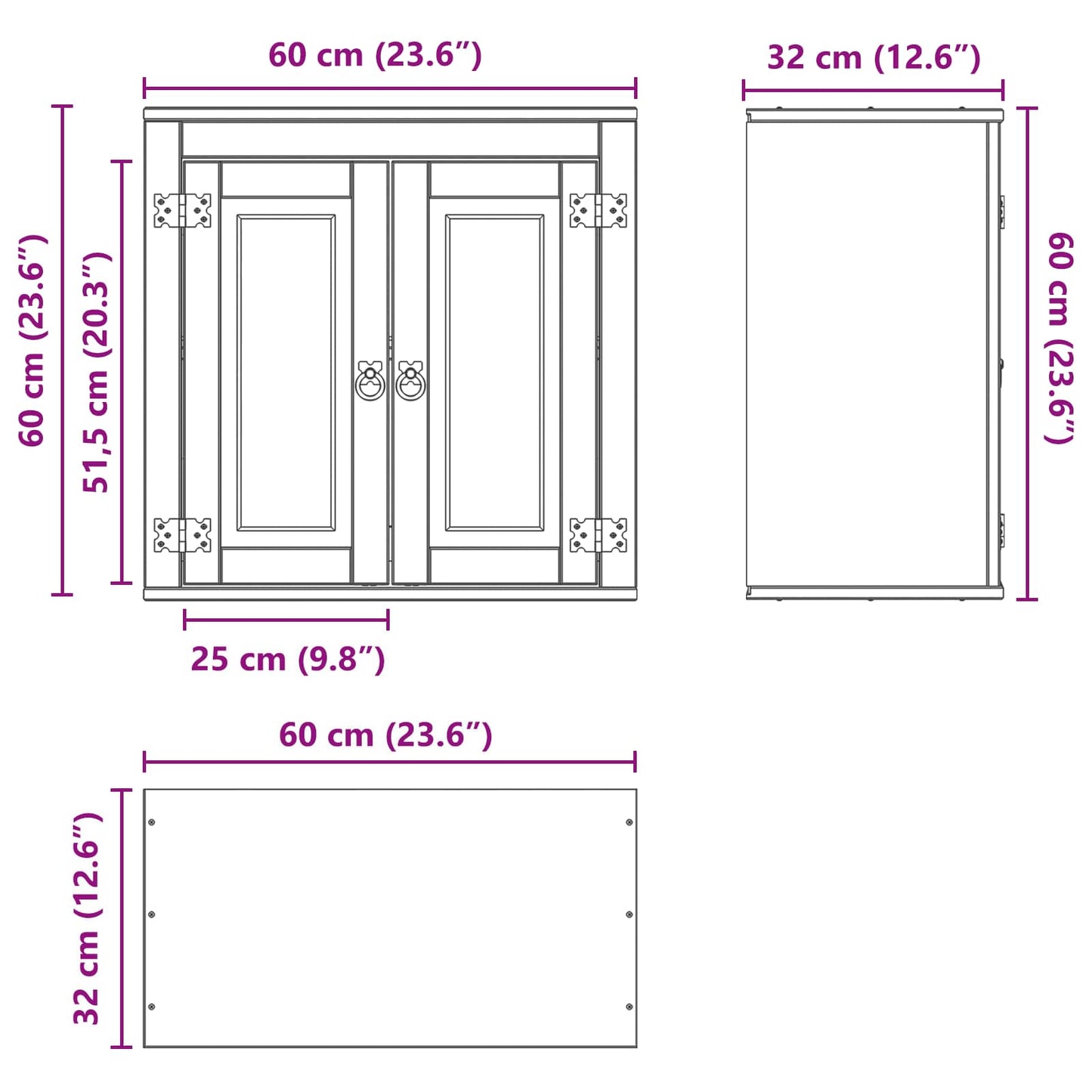 vidaXL Schrank SKI Honigbraun 60 x 32 x 40 cm Massives Kiefernholz