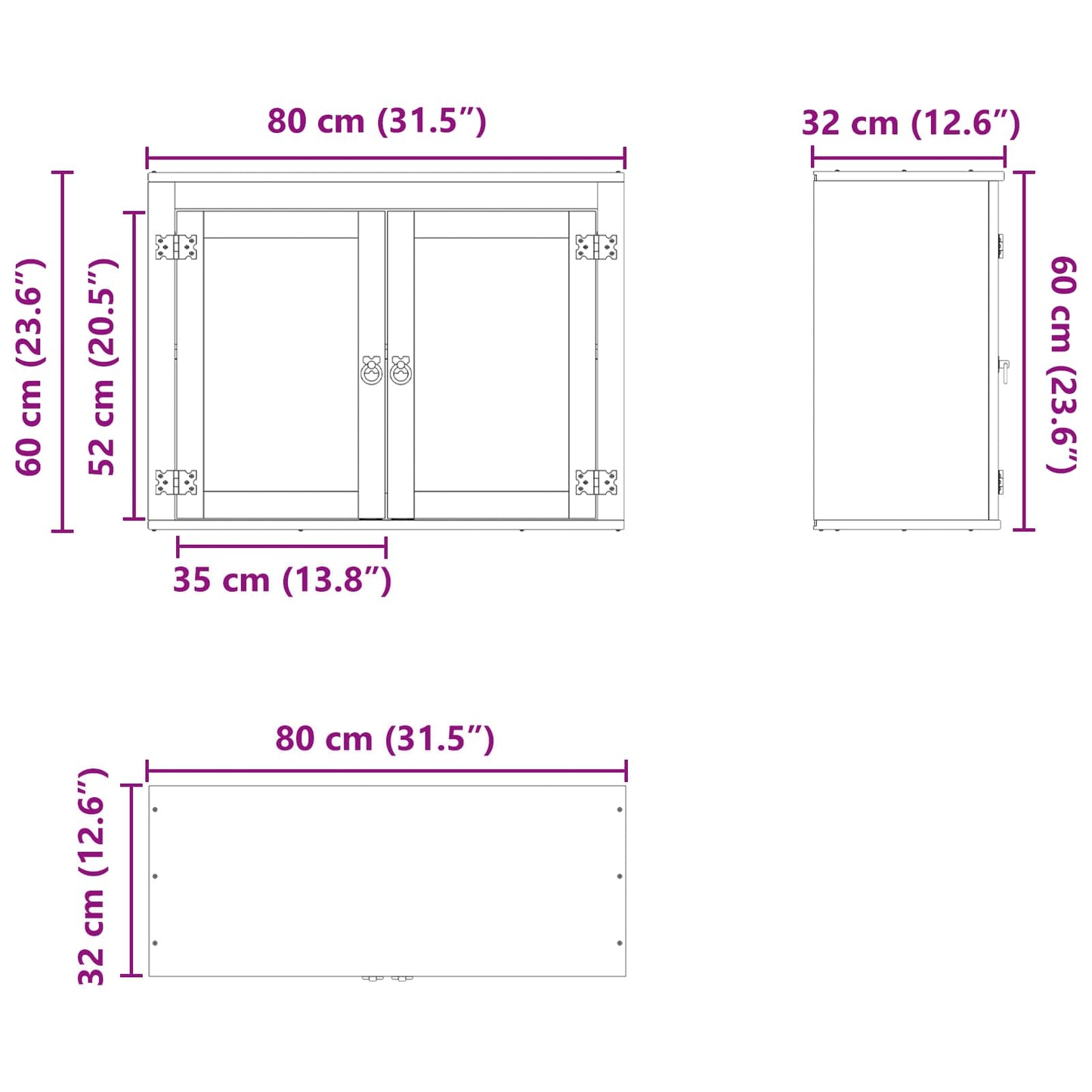 vidaXL Schrank SKI Honigbraun 60 x 32 x 40 cm Massives Kiefernholz