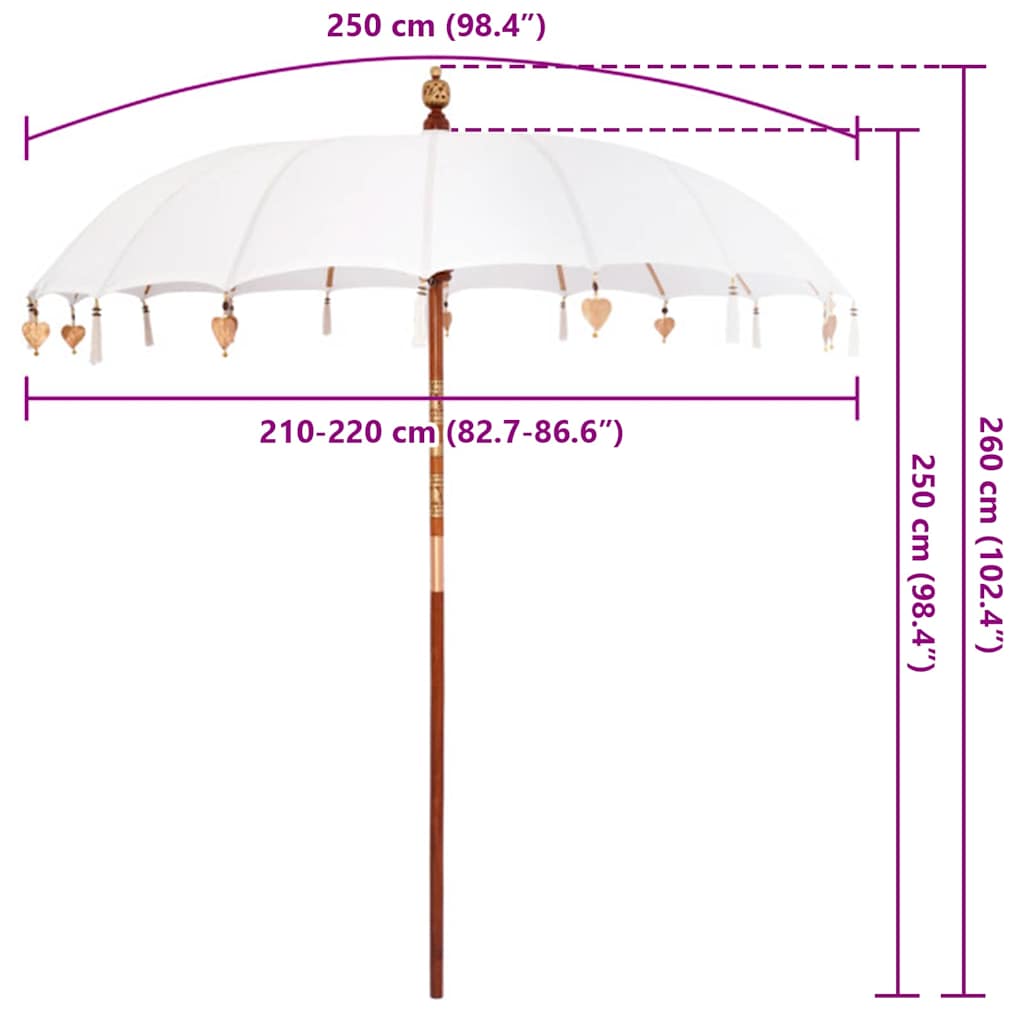vidaXL Balinesischer Sonnenschirm Creme 220 x 220 x 260 cm