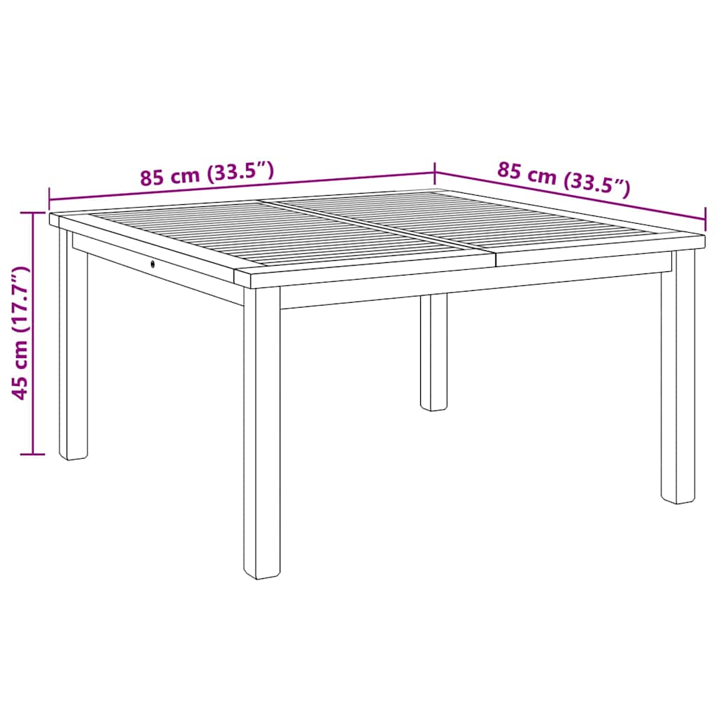 vidaXL Couchtisch Braun 85 x 85 x 45 cm Massivholz Teak