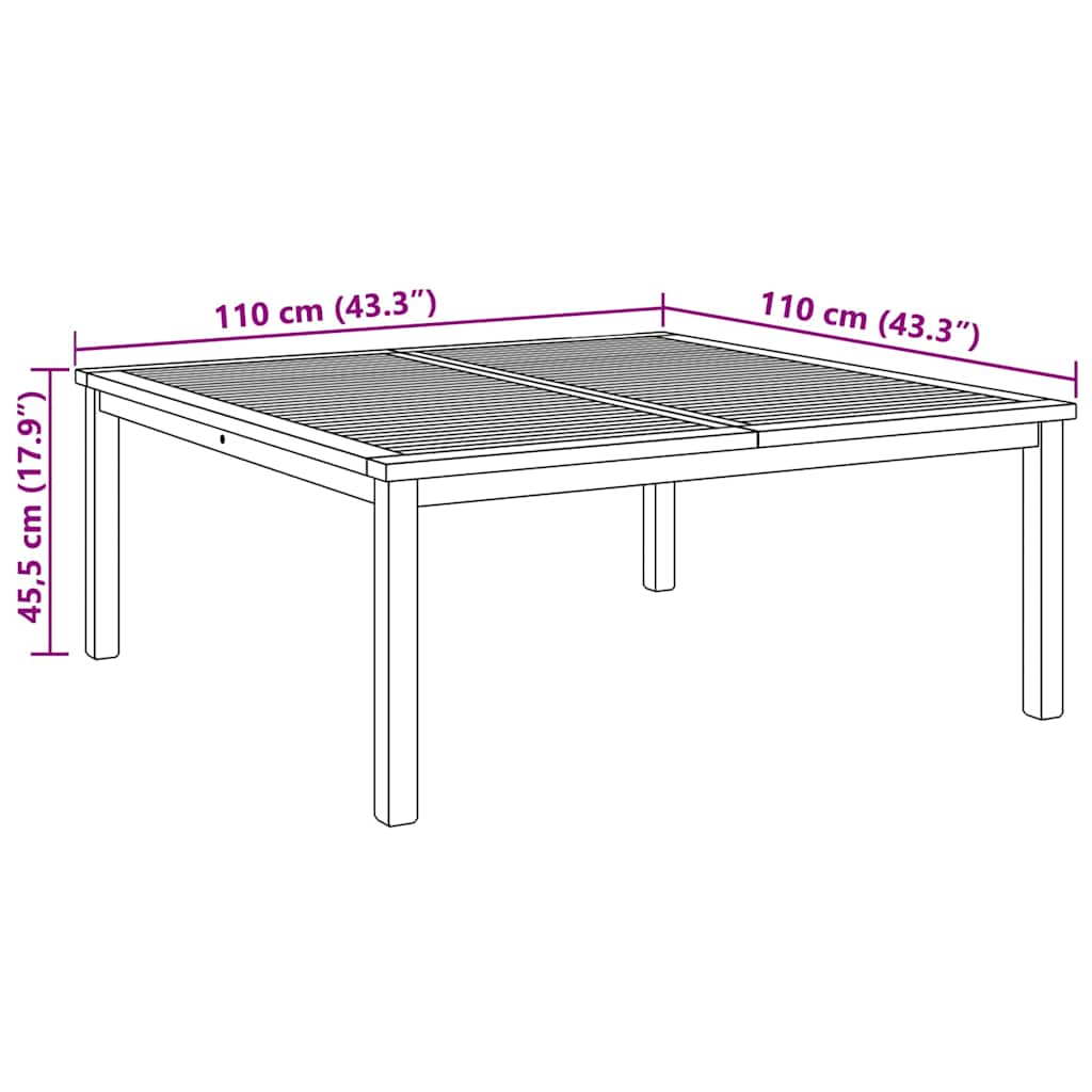 vidaXL Couchtisch Braun 110 x 110 x 45 cm Massivholz Teak
