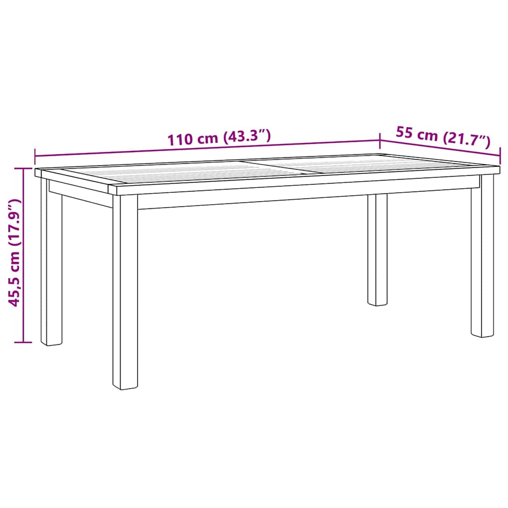 vidaXL Couchtisch Braun 110 x 55 x 45 cm Massivholz Teak