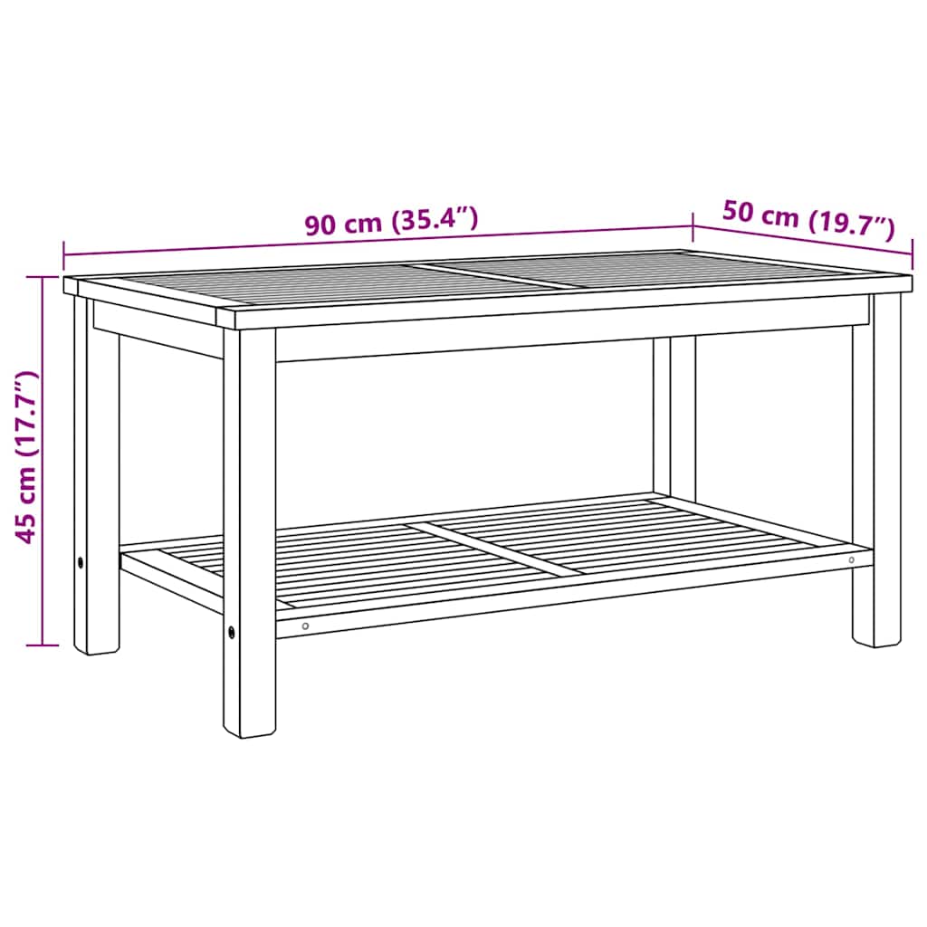 vidaXL Couchtisch Braun 90 x 50 x 45 cm Teak-Massivholz