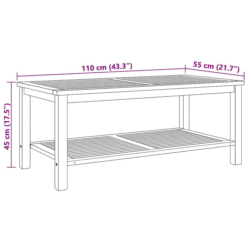vidaXL Couchtisch Braun 110 x 55 x 45 cm Teak-Massivholz