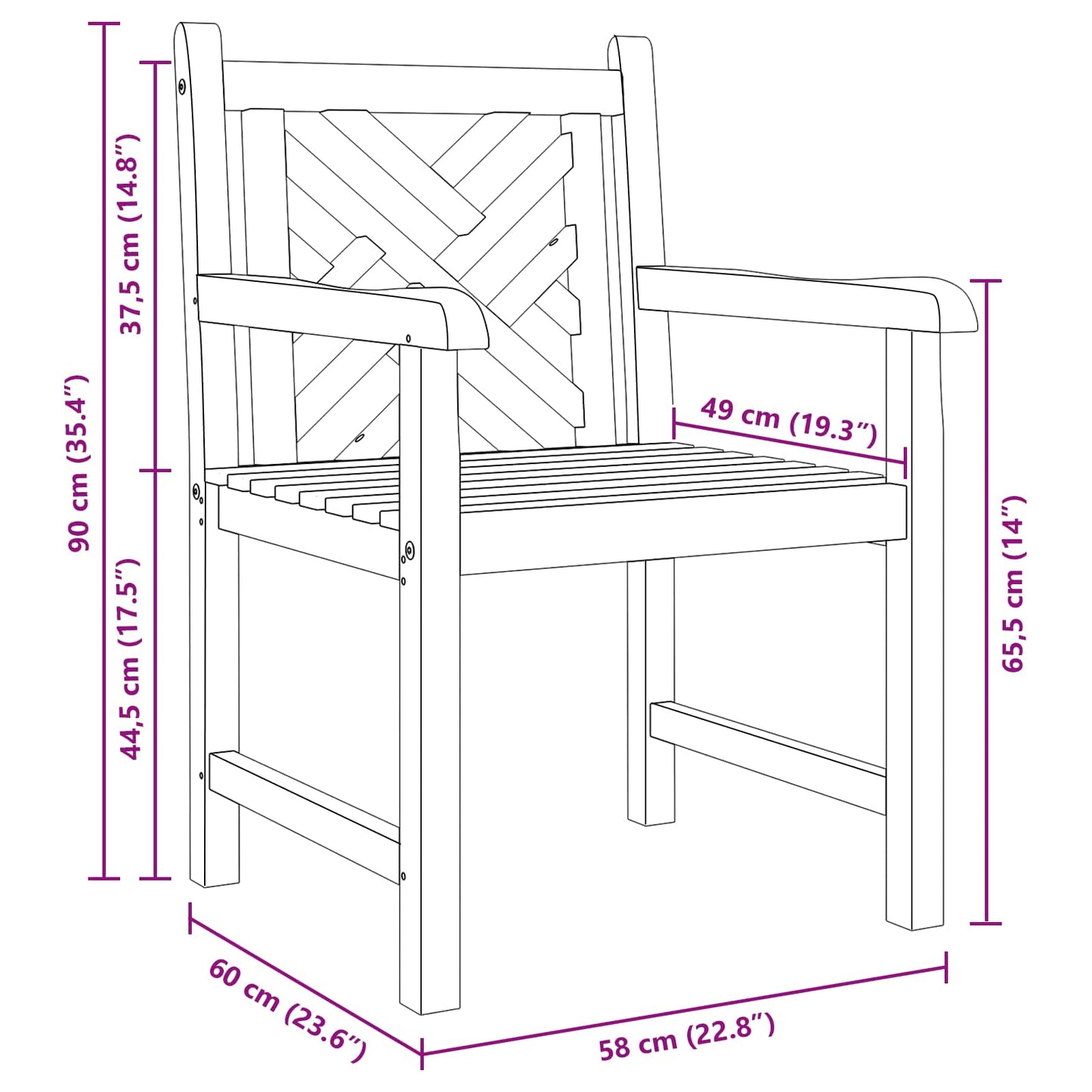 vidaXL Stuhl 2 pcs Braun 60 x 58 x 90 cm Massivholz Teak