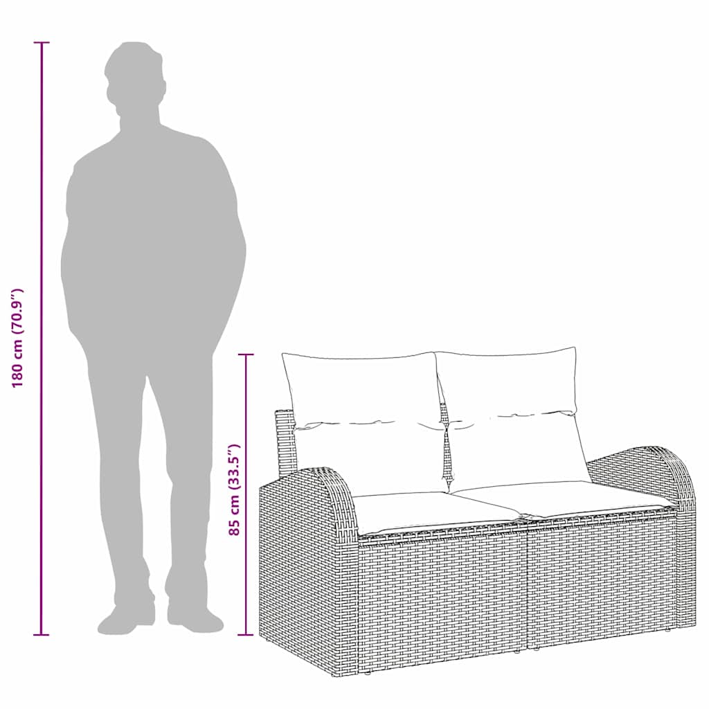 vidaXL Gartensofa Grau 124 x 62 x 69cm Poly-Rattan